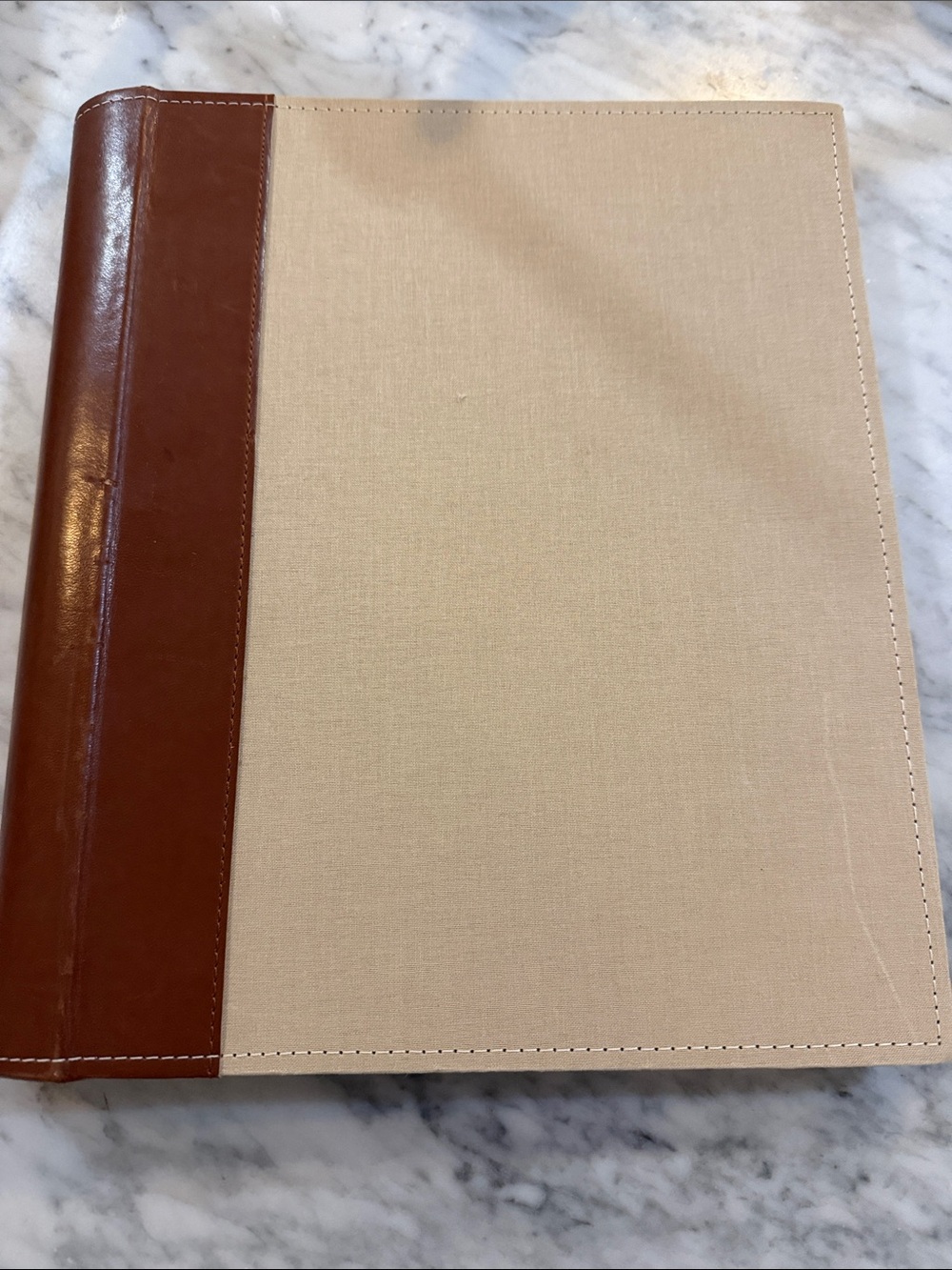 Brand new- shrink wrapped. Beige and Brown Linen and Leather Photo album
